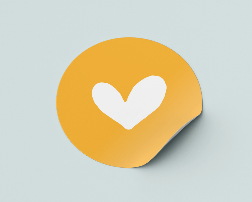 Stickers - wit hart met okerkleurige achtergrond - Wimaki
