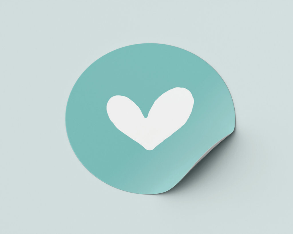 Stickers - wit hart met lichtblauwe achtergrond - Wimaki