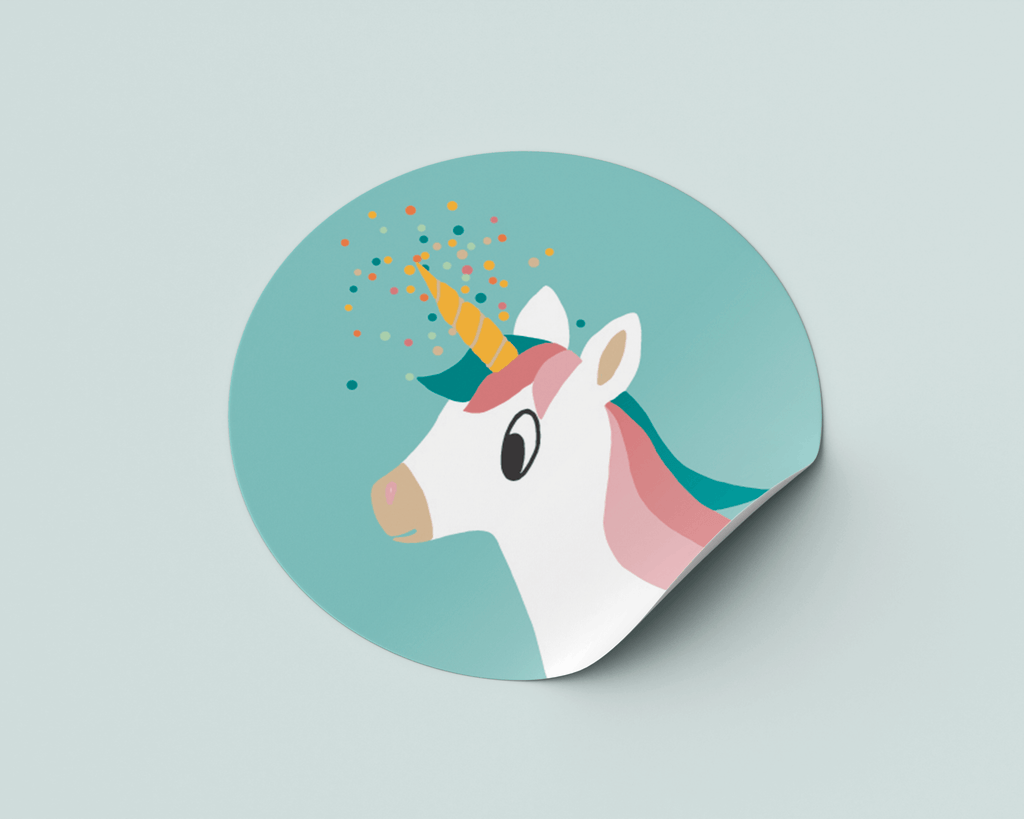 Stickers - unicorn met lichtblauwe achtergrond - Wimaki