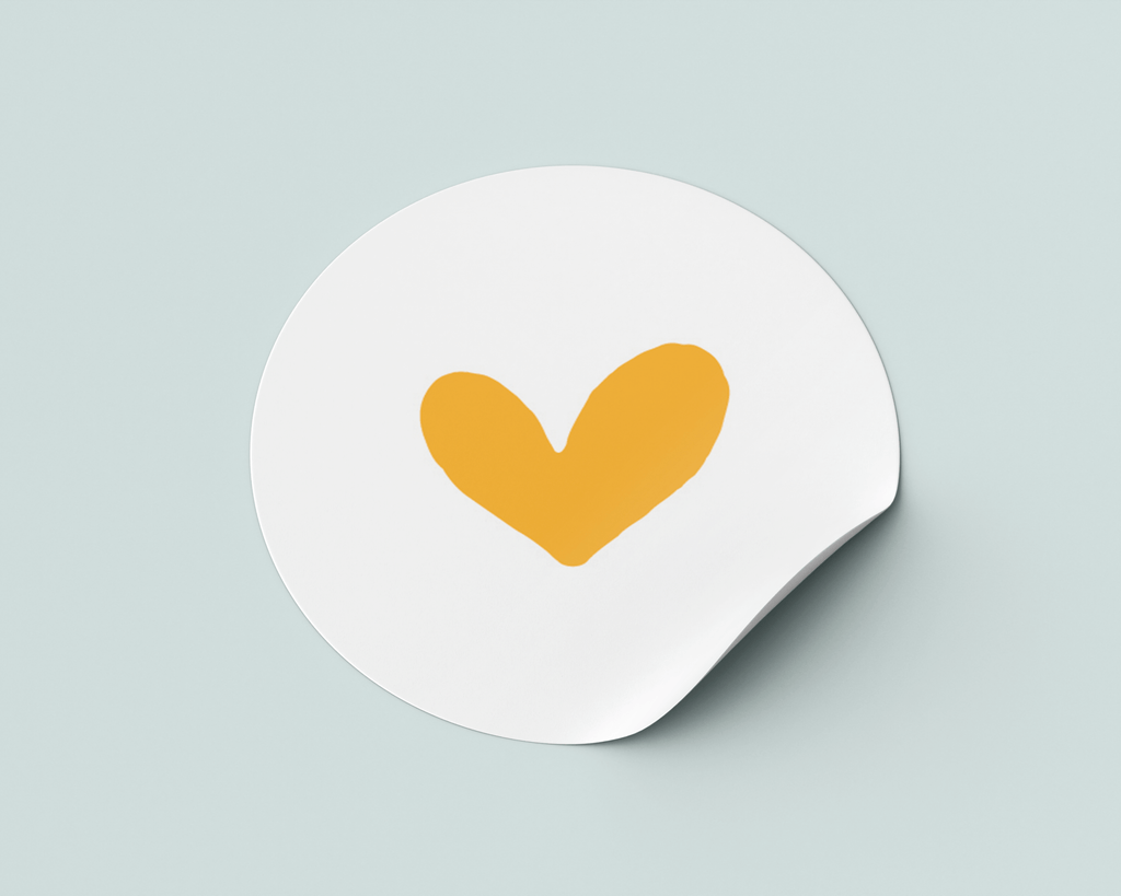Stickers - okerkleurig hart met witte achtergrond - Wimaki