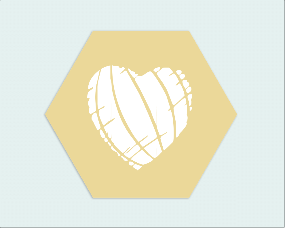 Hexagon geel hart - Wimaki