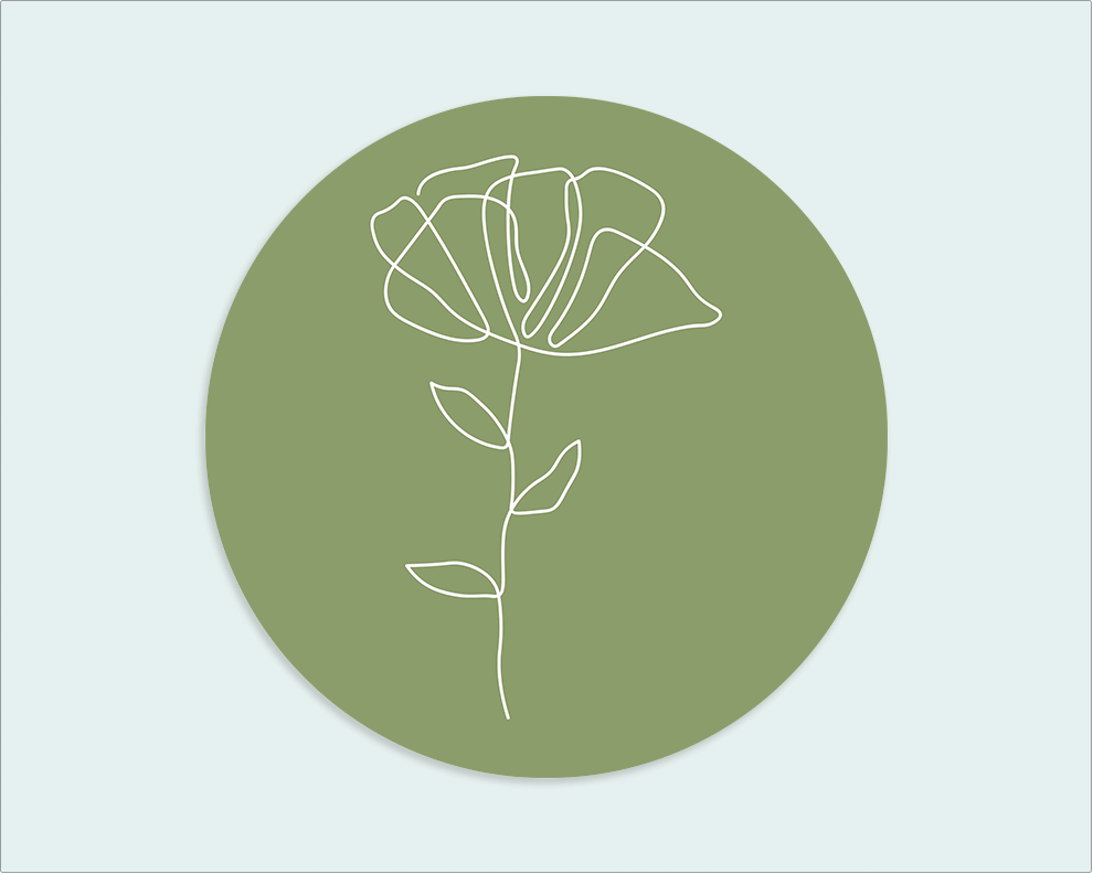 Muurcirkel groen witte bloem - Wimaki