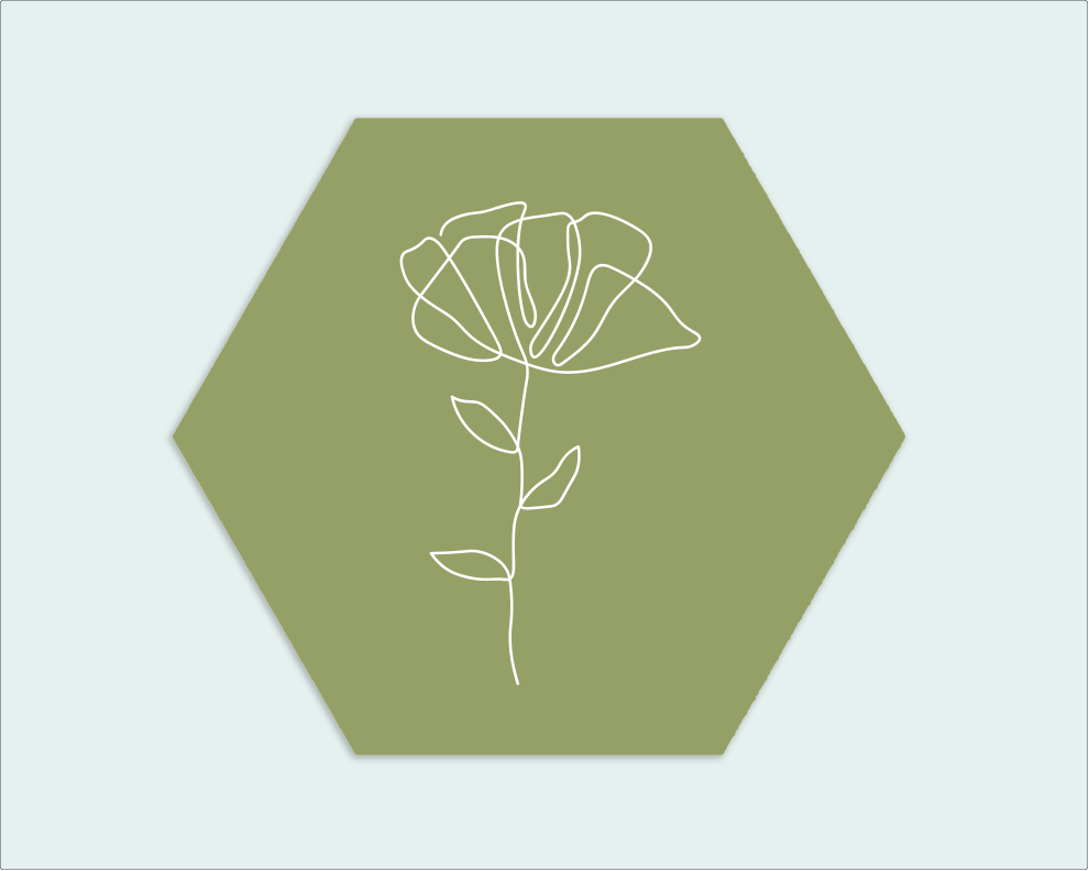 Hexagon groen witte bloem - Wimaki
