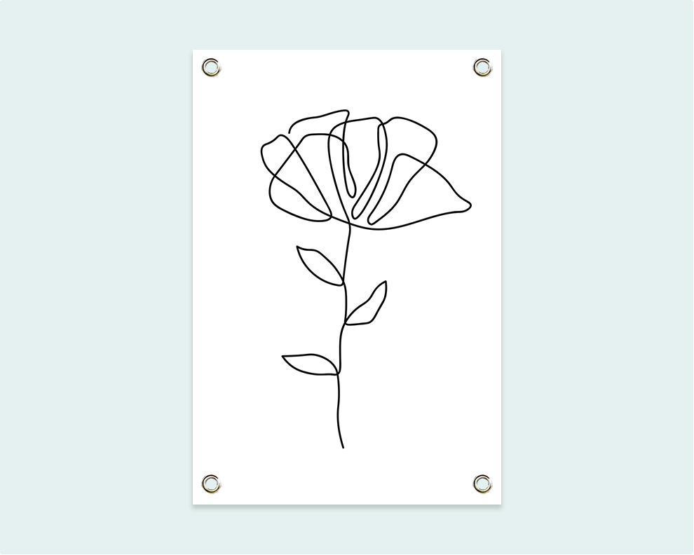 Tuinposter wit zwarte bloem - Wimaki