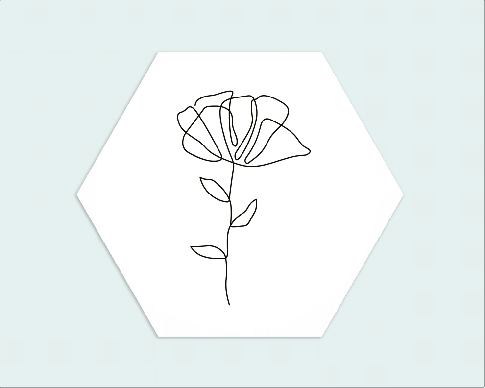 Hexagon wit zwarte bloem - Wimaki