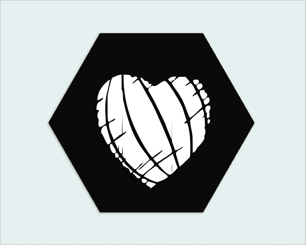 Hexagon zwart hart - Wimaki