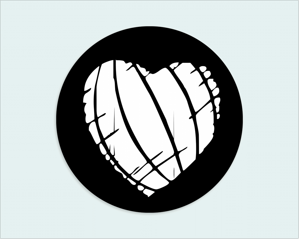 Muurcirkel zwart met wit hart - Wimaki