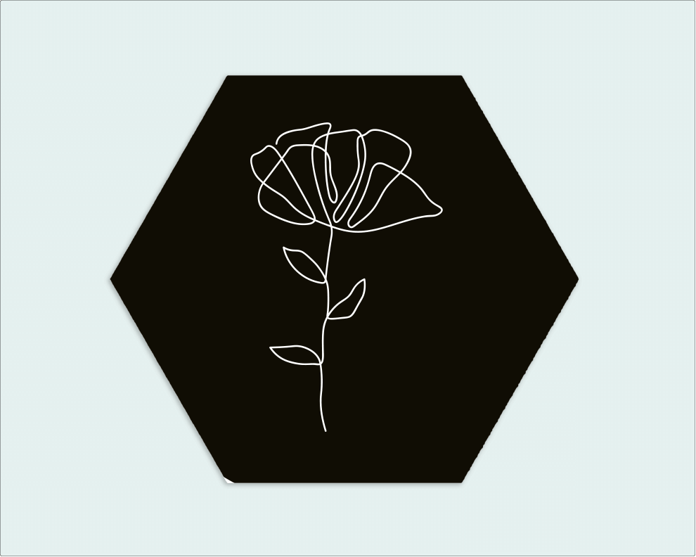 Hexagon zwart witte bloem - Wimaki